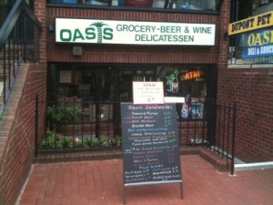 Beer and Welding’s sandwich board outside Oasis grocery, Washington, DC.