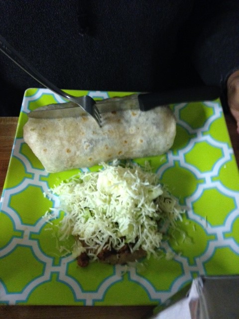 Mario’s meal: burrito de asada grande and sope de asada.